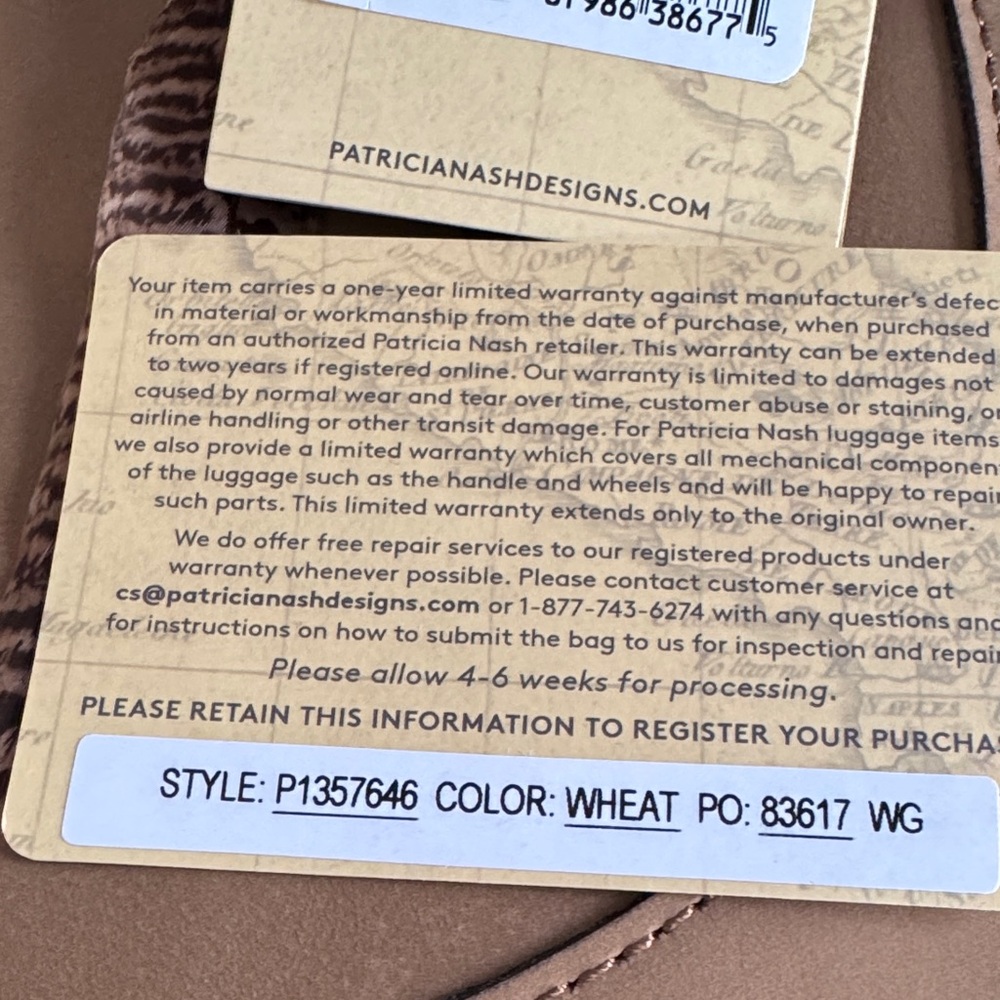 Patricia Nash Nubuck Collection Tan Leather Shoulder Bag. New - Picture 12 of 16